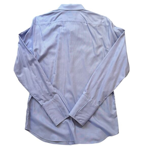 Banana Republic Men’s French Cuff Shirt Large 16-16 1/2 Blue Birds Eye Pattern - Picture 2 of 8